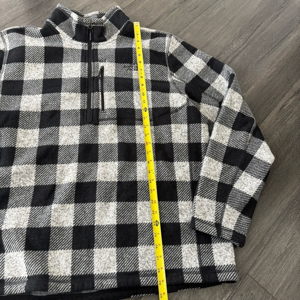 The North Face Mens 2XL Buffalo Plaid Quarter Zip Fleece Pullover Jacket - Picture 2 of 6